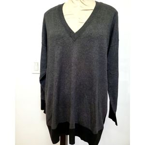 Michael Kors Tunic Sweater Grey front with Black trim & All Black Back Size M